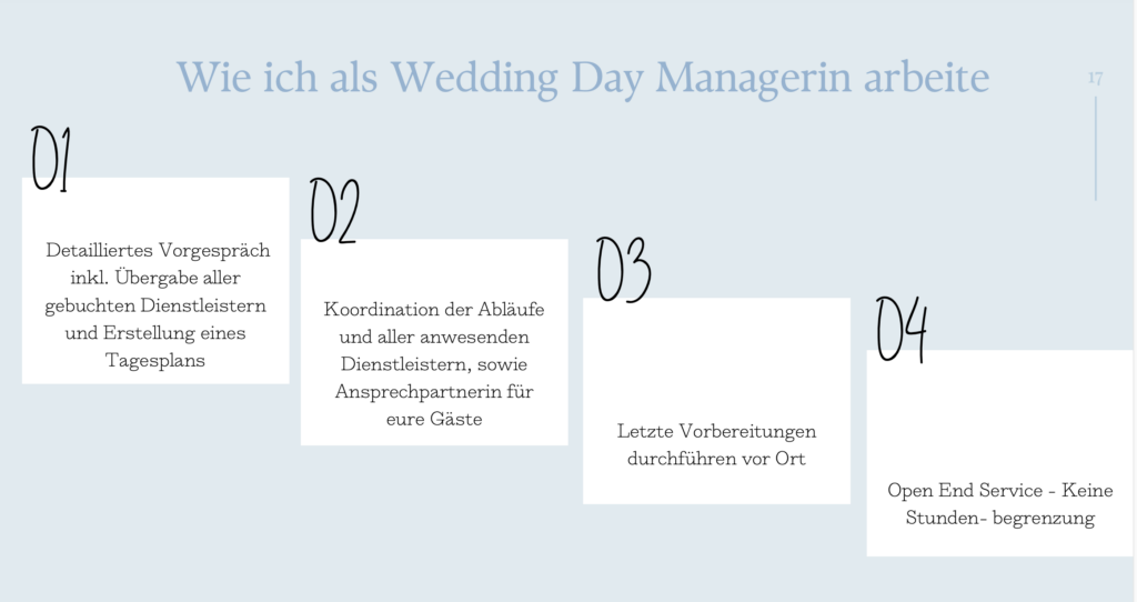 wie arbeite ich als wedding day planer